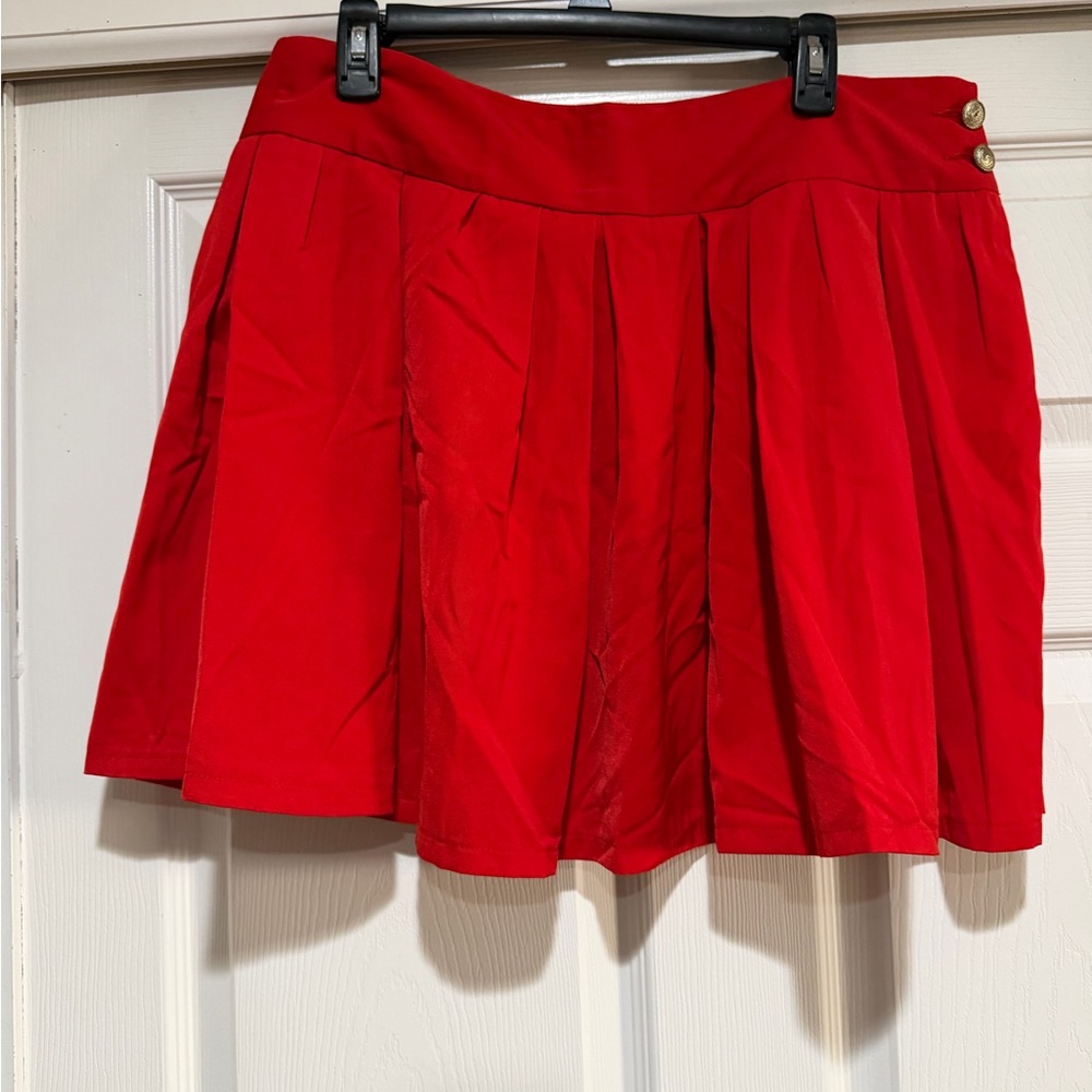 Chou Yatou Red Pleated Women's Skirt Size XL‎